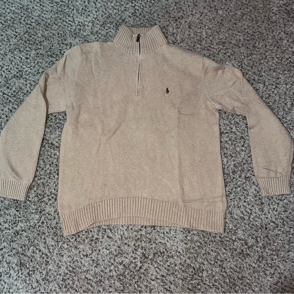 Polo by Ralph Lauren Men’s Large Tan Half Zip Sweater